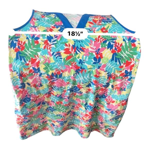 Lands’ End Women’s V-Neck Blue Multi Floral Cotton Dress w/ Pockets Size Medium - Picture 5 of 6